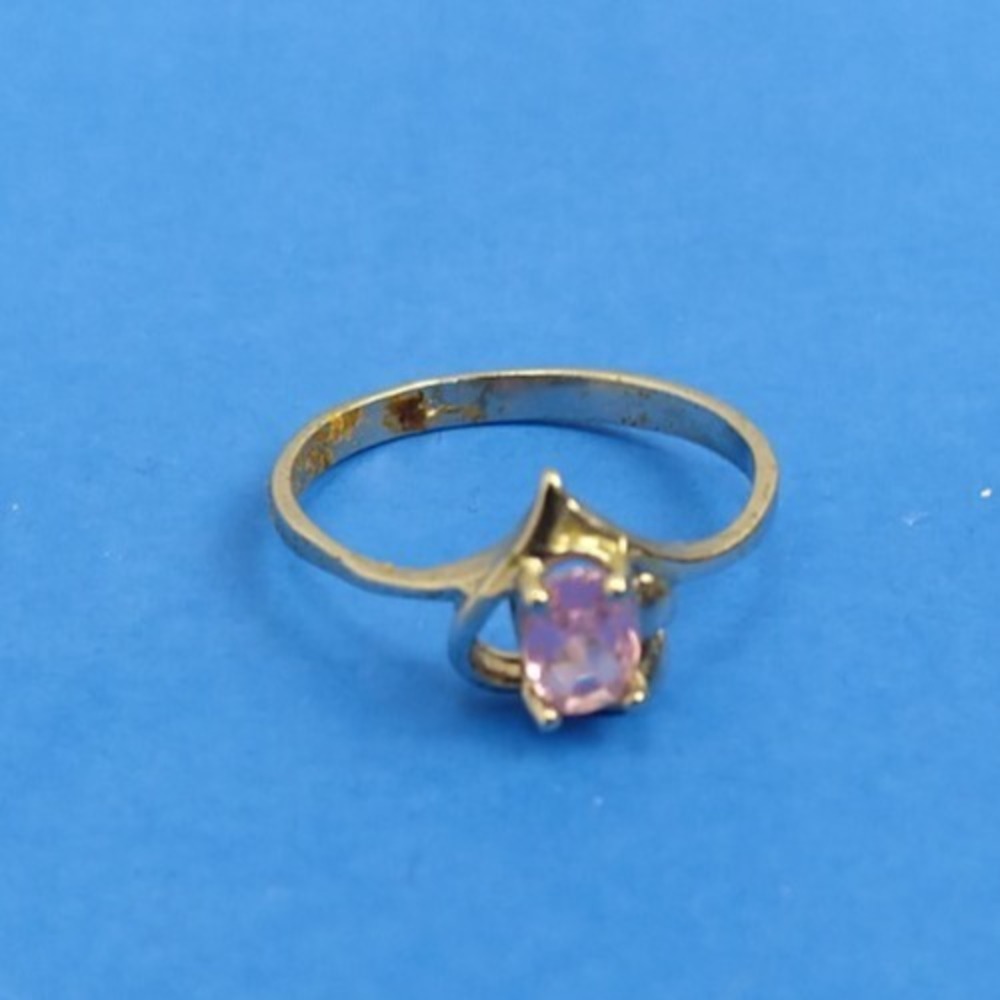 Sterling Silver 925 Heart Ring Light Pink Cubic Zirconia Stone Size 6.5